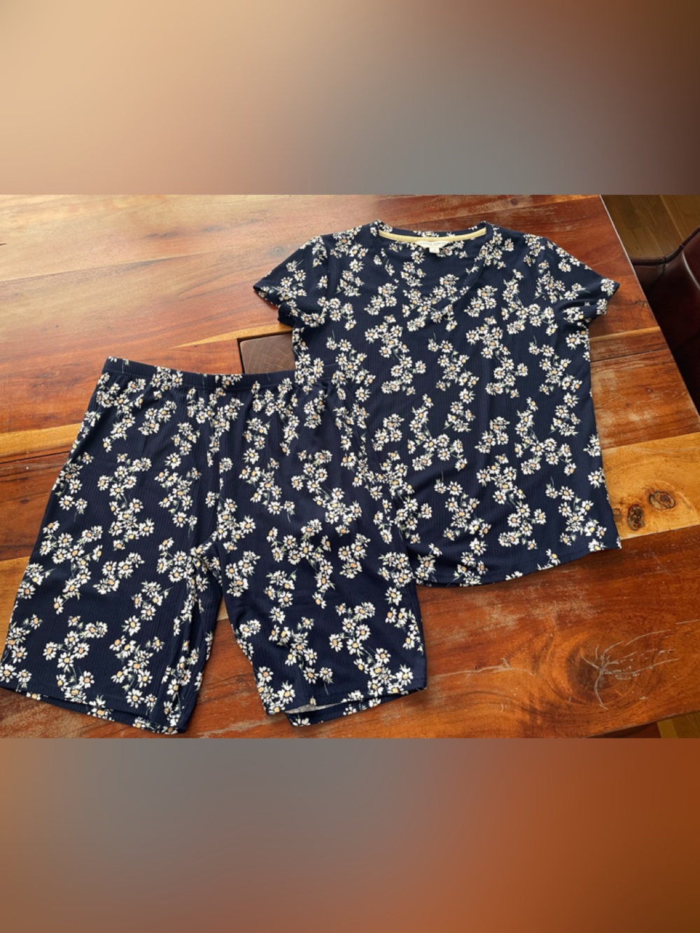 Laura Ashley Navy and White Floral shorts Pajama Set